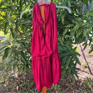 L'atiste Romper Maroon Red Halter Cutout Satin Small